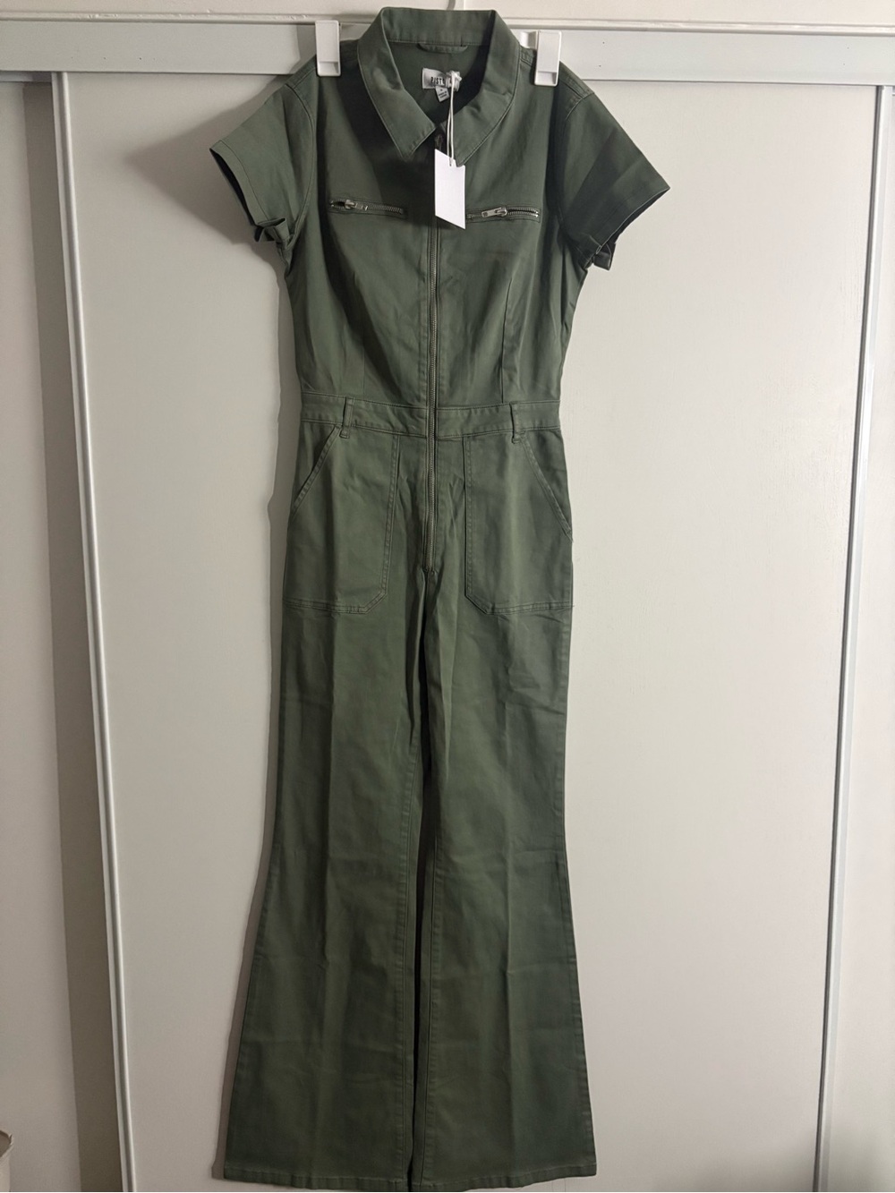 Pistols Olive Green Short-Sleeve Utility Jumpsuit